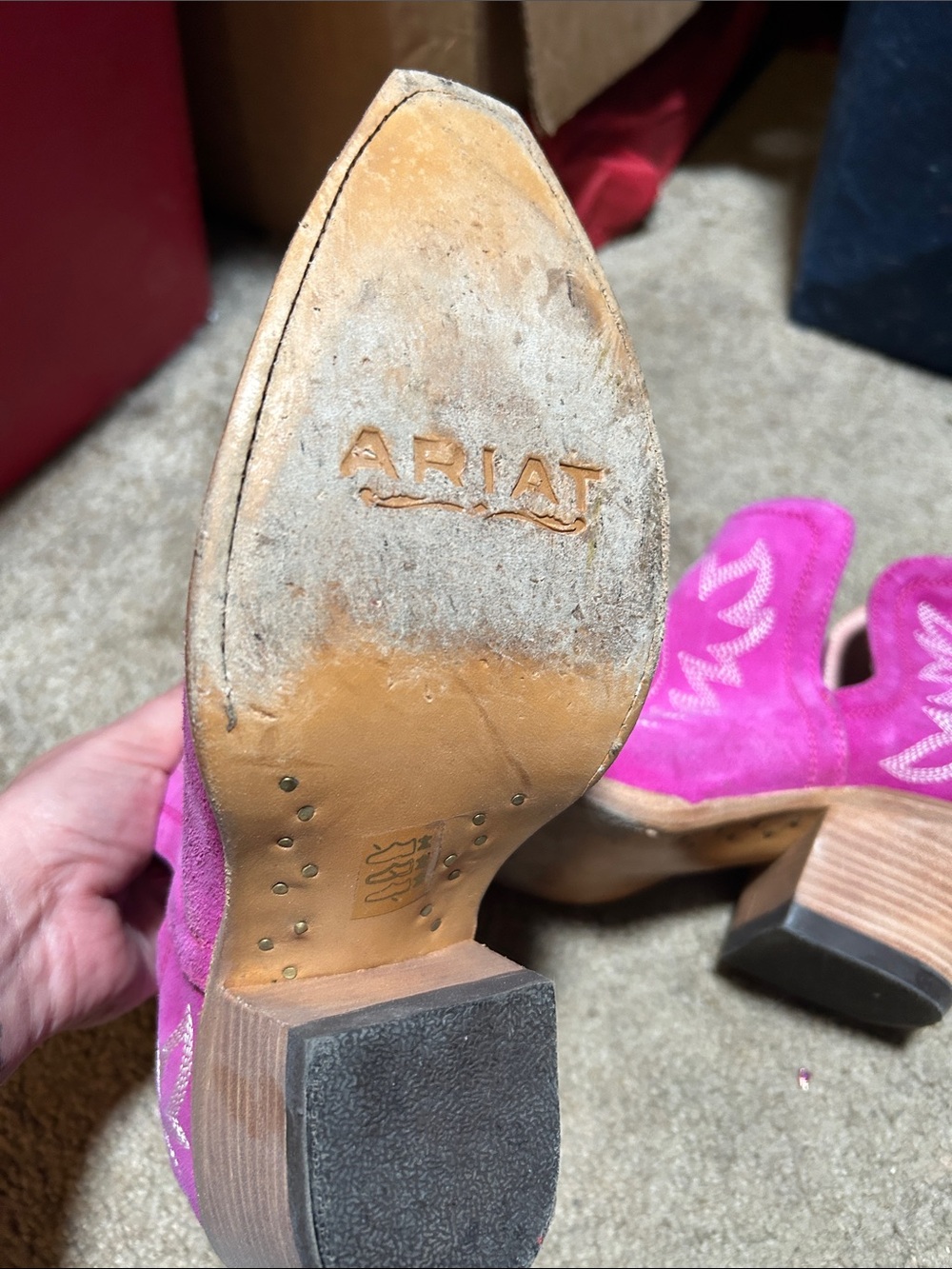 Ariat Fuchsia Suede Western Ankle Boots - Picture 4 of 5